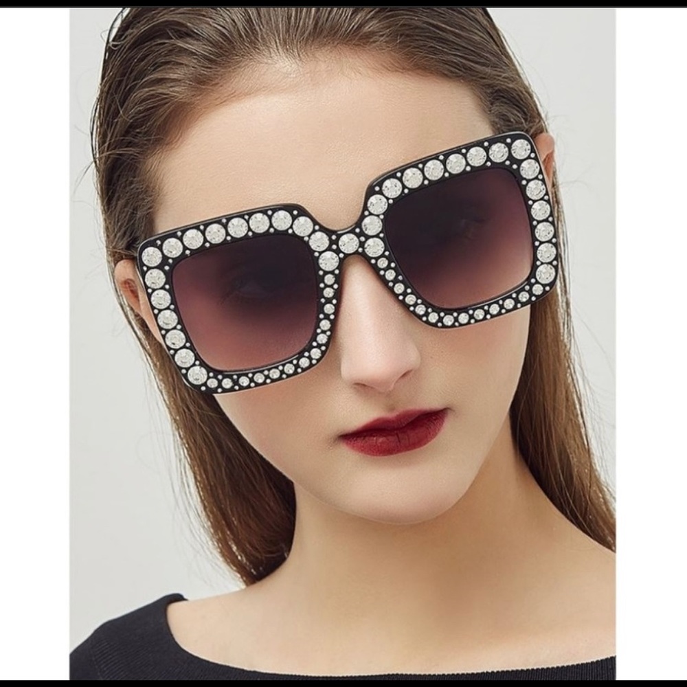 NEW - Black Blinged Overside UV Sunglasses
